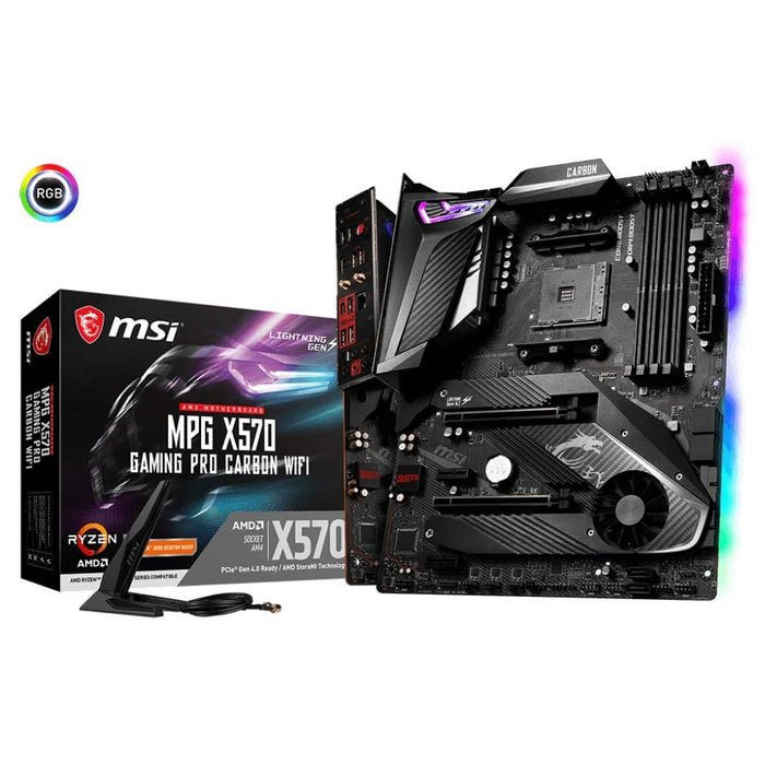 MSI MPG X570 GAMING PRO CARBON WIFI Motherboard (AMD AM4, DDR4, PCIe 4.0, SATA 6Gb/s, M.2, USB 3.2 Gen 2, AX Wi-Fi 6, HDMI, ATX)