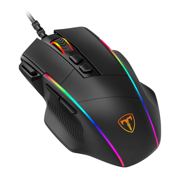 PICTEK Ergonomic Wired Gaming Mouse, 8 Programmable Buttons , 5 Levels Adjustable DPI up to 8000, Wired Computer Gaming Mice with 7 RGB Backlight Modes for PC, Laptop, MacBook